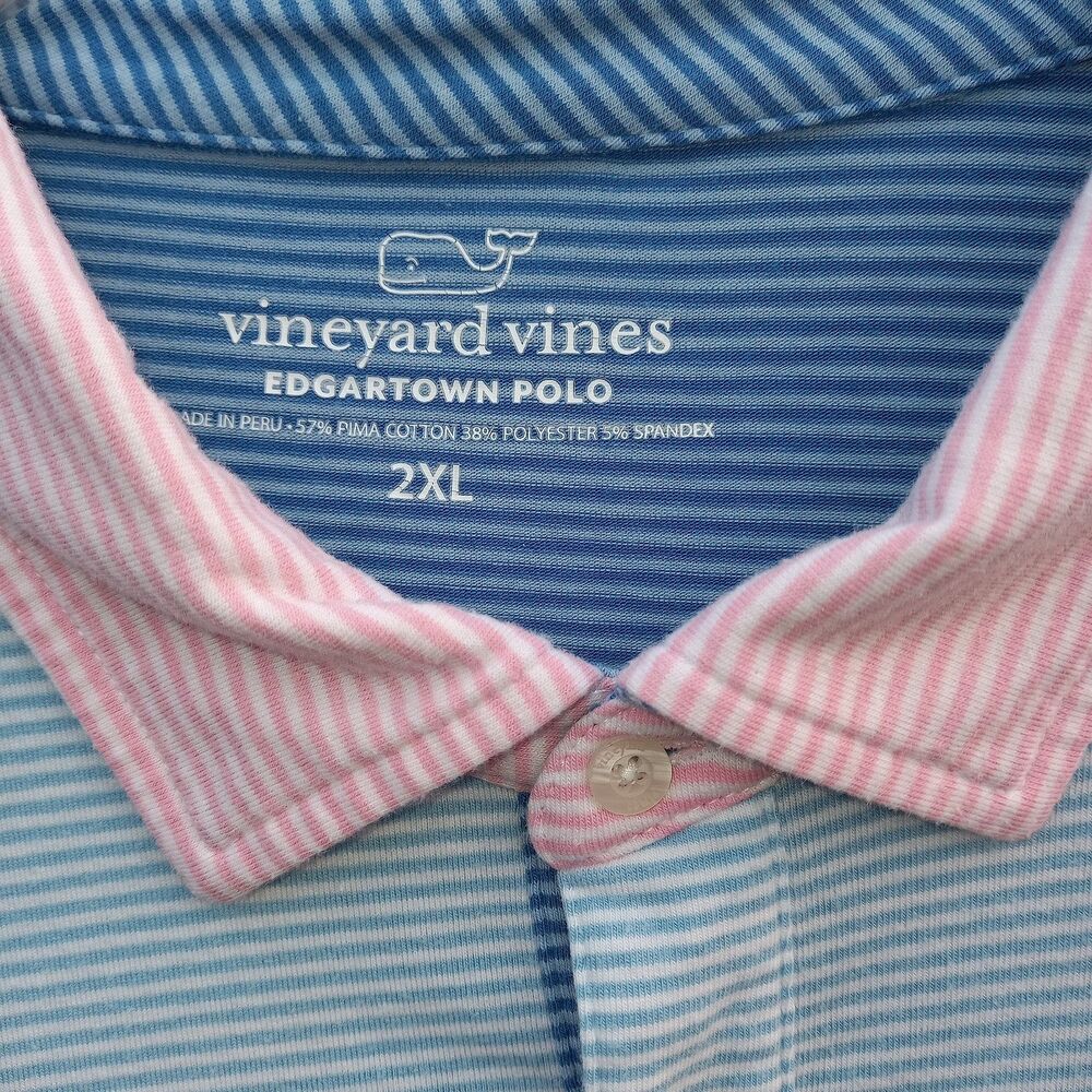 Men’s Vineyard Vines Striped Pima Cotton Golf Polo Shirts Size XXL (Lot of 2) - Picture 5 of 7